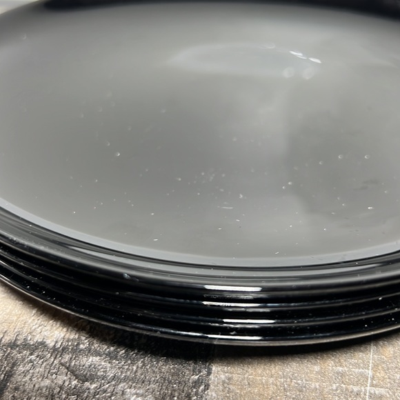 Tempered Black Glassware Salad Lunch Plates Set 4 France New - Picture 2 of 4